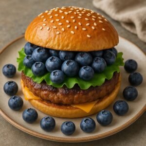 Burger z borówkami